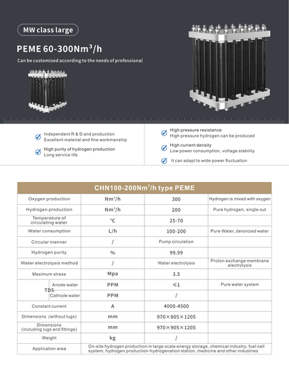 PEM Hydrogen Electrolyzer MW Class (LARGE CAPACITY)